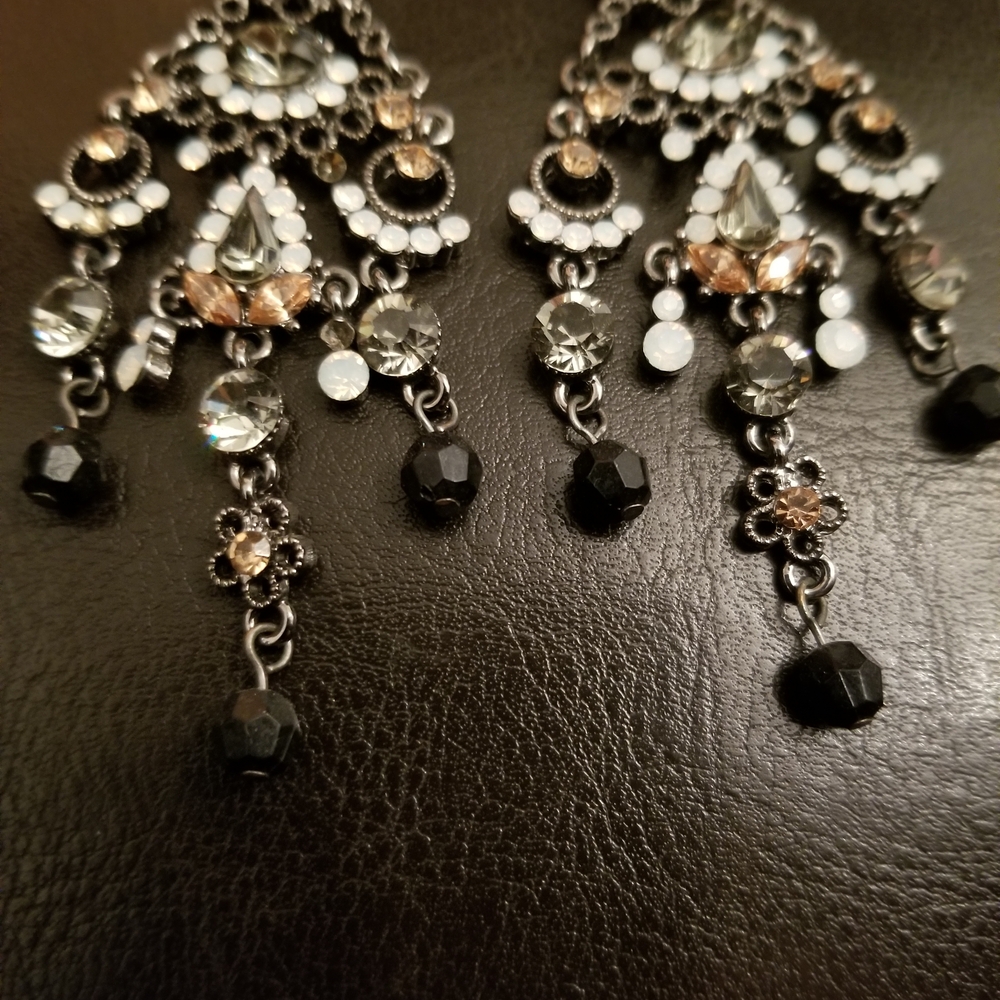 Glamorous Black and Silver Drop Earrings